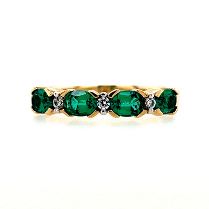 9ct Gold Created Emerald & CZ Eternity Ring GRE112