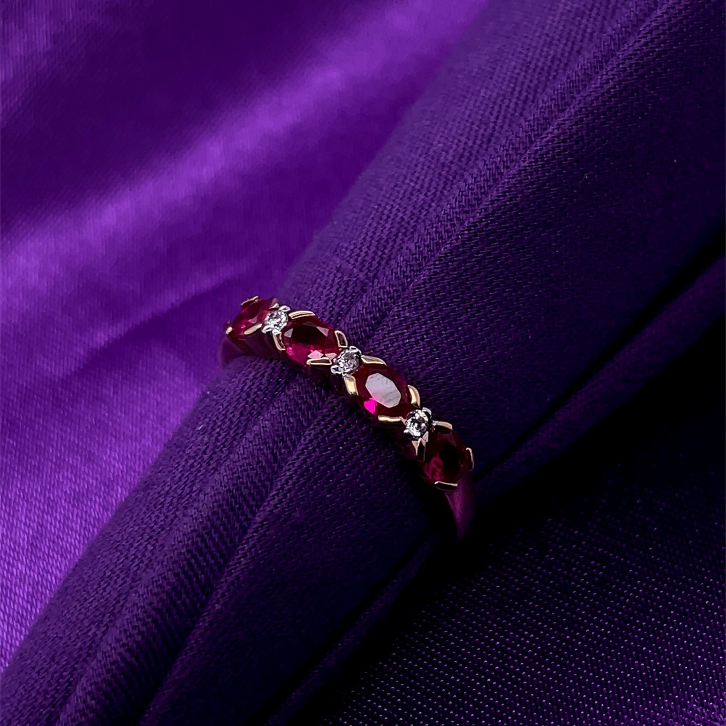 9ct Gold Created Ruby & CZ Eternity Ring GRR130