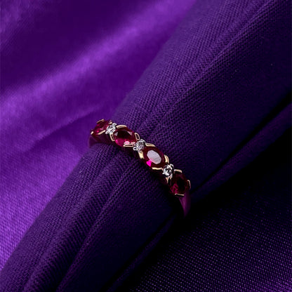 9ct Gold Created Ruby & CZ Eternity Ring GRR130