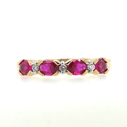 9ct Gold Created Ruby & CZ Eternity Ring GRR130