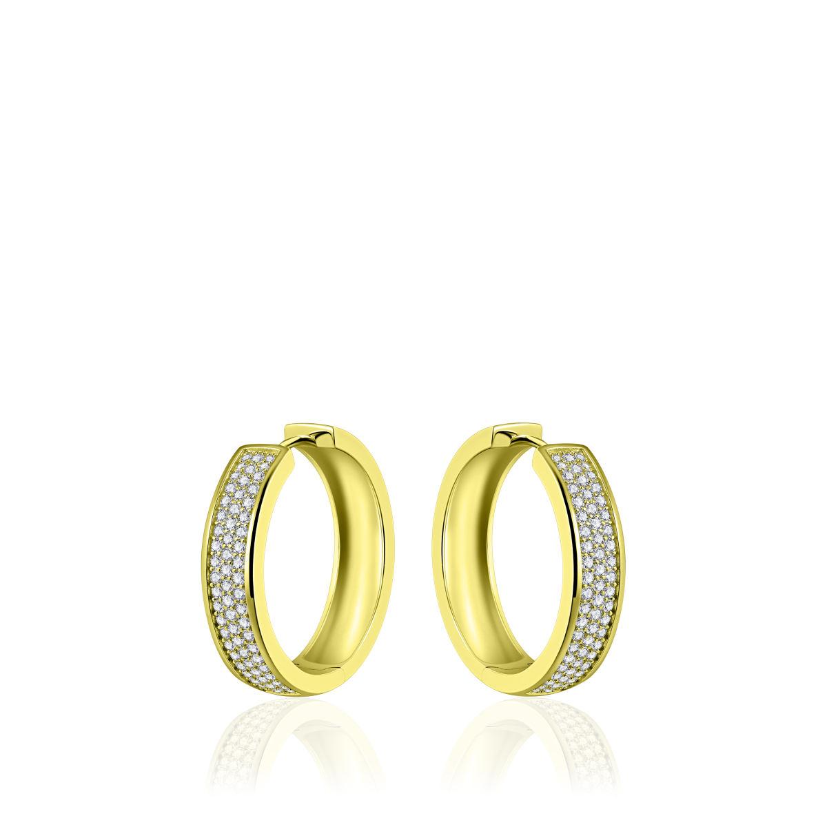 Silver Gold-plated CZ 30mm CZ Hoop Earrings KCD7/30Y