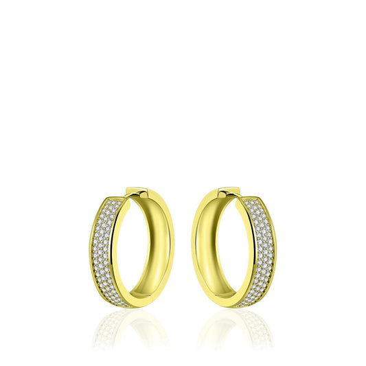 Silver Gold-plated CZ 30mm CZ Hoop Earrings KCD7/30Y