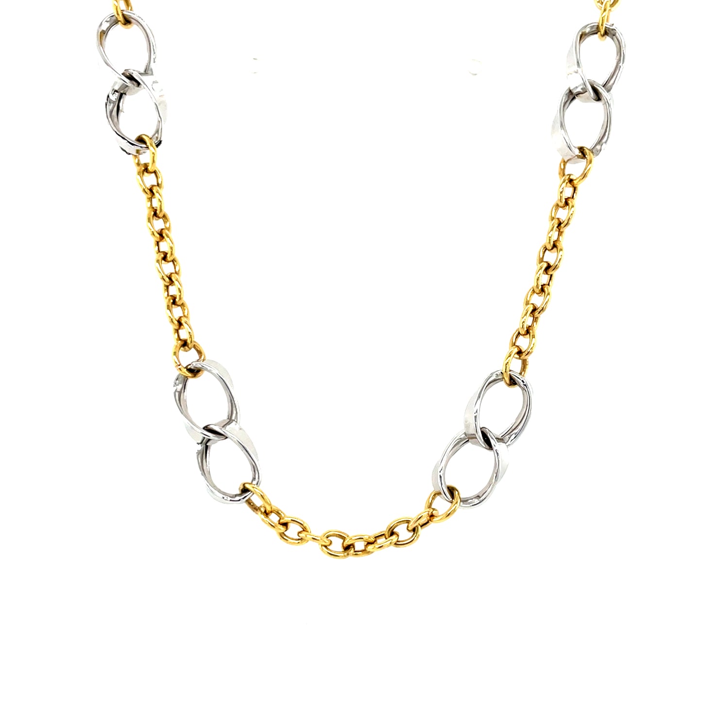 9ct Gold Two-tone Double link Necklace GN096