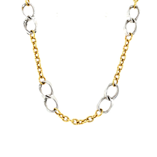 9ct Gold Two-tone Double link Necklace GN096