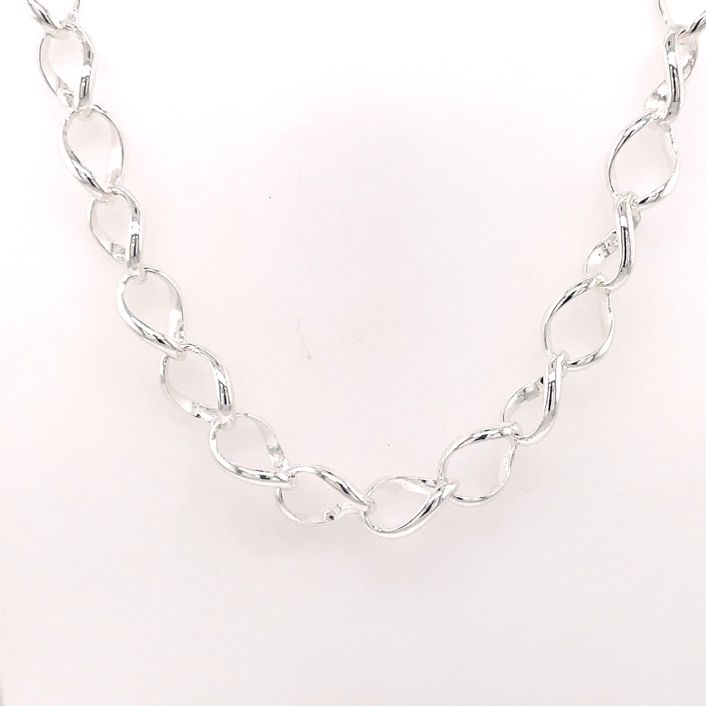 Sterling Silver Twisted Curb Link Necklace KZ180N