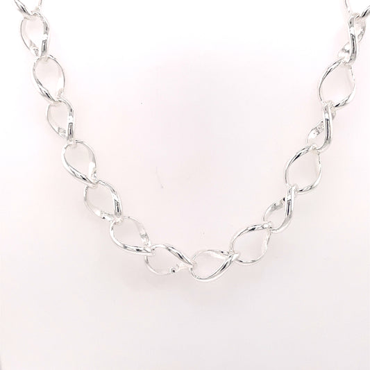 Sterling Silver Twisted Curb Link Necklace KZ180N