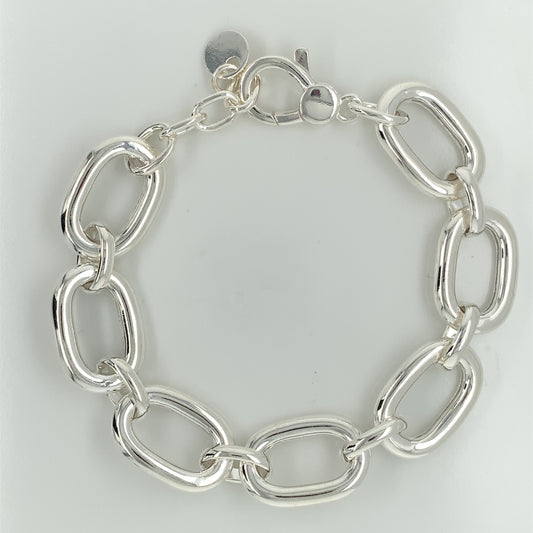 Sterling Silver Chunky Oval Link Bracelet