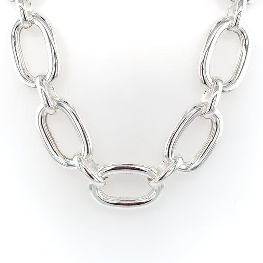 Sterling Silver Chunky Oval Link Necklace