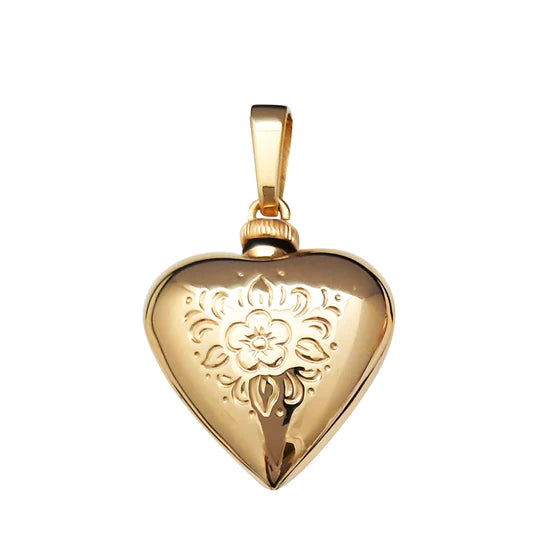 9ct Gold Floral Heart Memorial Ashes Container