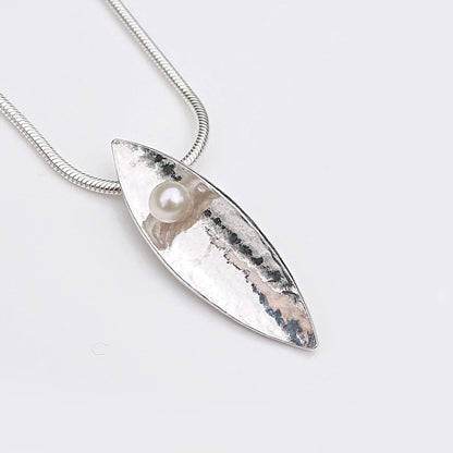 Martina Hamilton Leaf Sterling Silver and Fixed Pearl Pendant LFD3BK