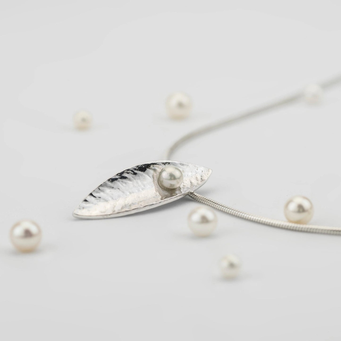 Martina Hamilton Leaf Sterling Silver and Fixed Pearl Pendant LFD3BK