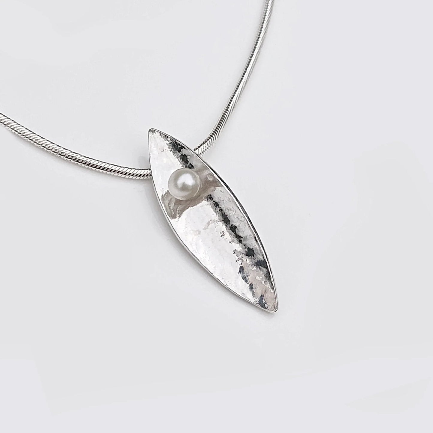 Martina Hamilton Leaf Sterling Silver and Fixed Pearl Pendant LFD3BK