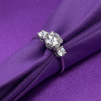 9ct White Gold Lab Grown 2.00ct Diamond Trilogy Ring T78