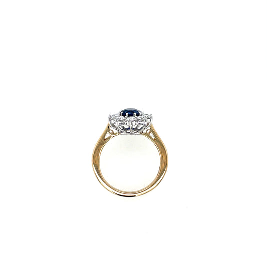 9ct Gold Lab Grown Sapphire & Diamond 1.00ct Cluster Ring GRS281