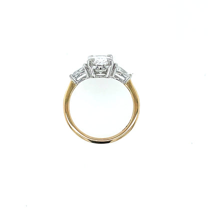 9ct Yellow Gold Lab Grown 2.40ct Oval/Pear Diamond Trilogy Ring T83