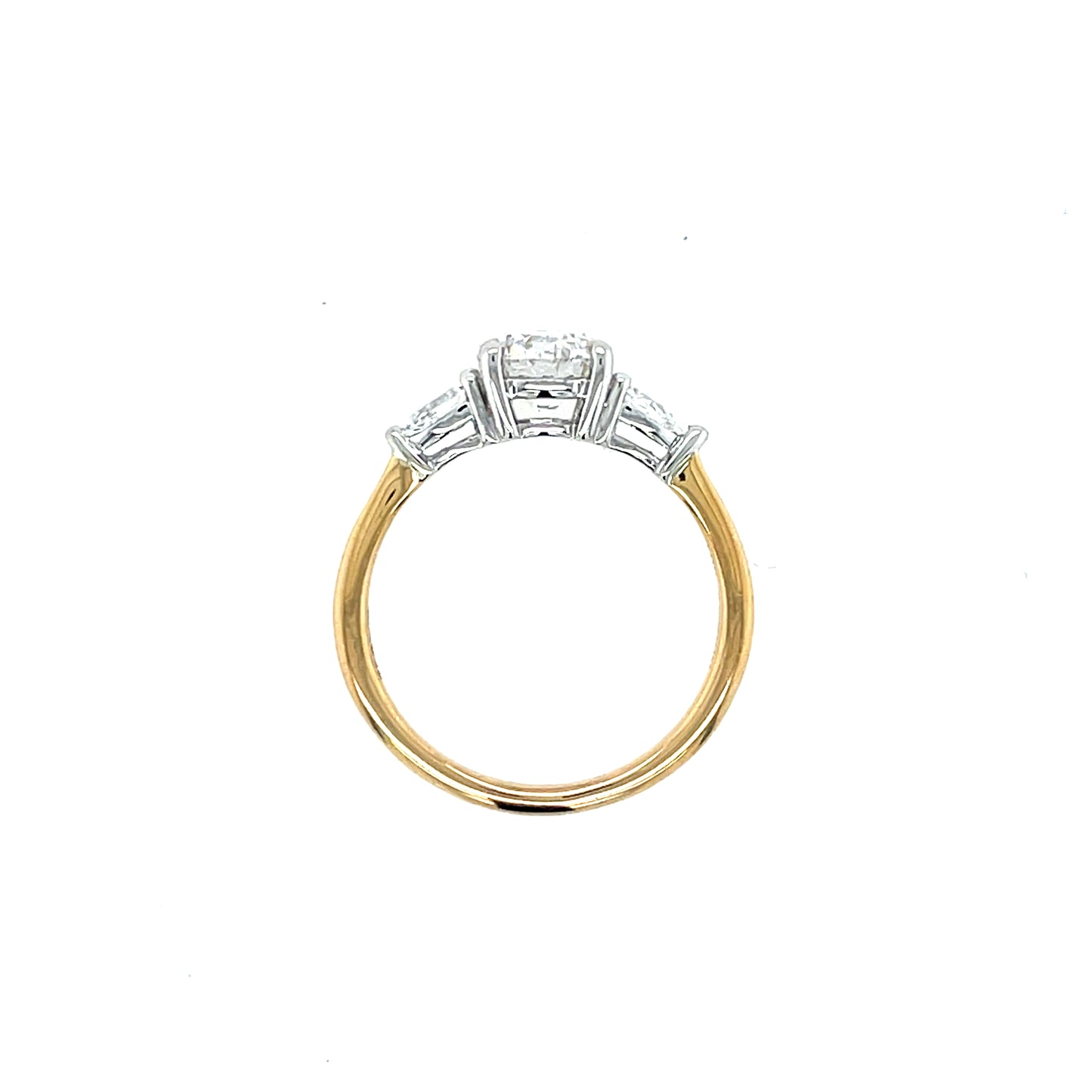 9ct Yellow Gold Lab Grown 1.65ct Round/Pear Diamond Trilogy Ring T82