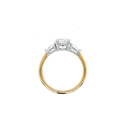 9ct Yellow Gold Lab Grown 1.65ct Round/Pear Diamond Trilogy Ring T82