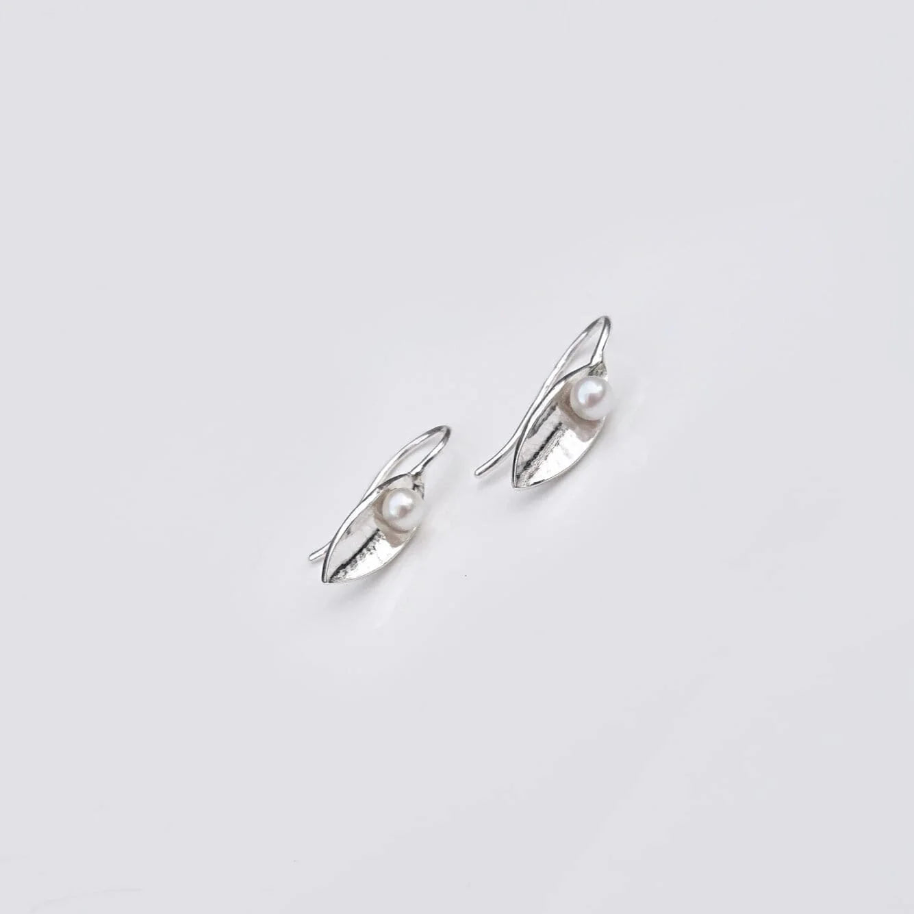 Martina Hamilton Leaf Sterling Silver and Pearl Drop Earrings Small LFB2B
