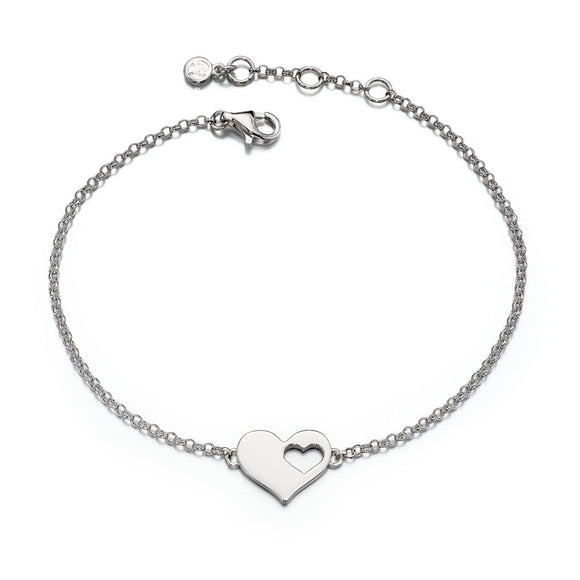 Silver Little Star Poppy 19cm Cut out Heart Bracelet LSB0061