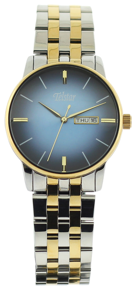 Telstar Men's Steel Two-tone  Blue Dial Bracelet Watch M1071 BXL