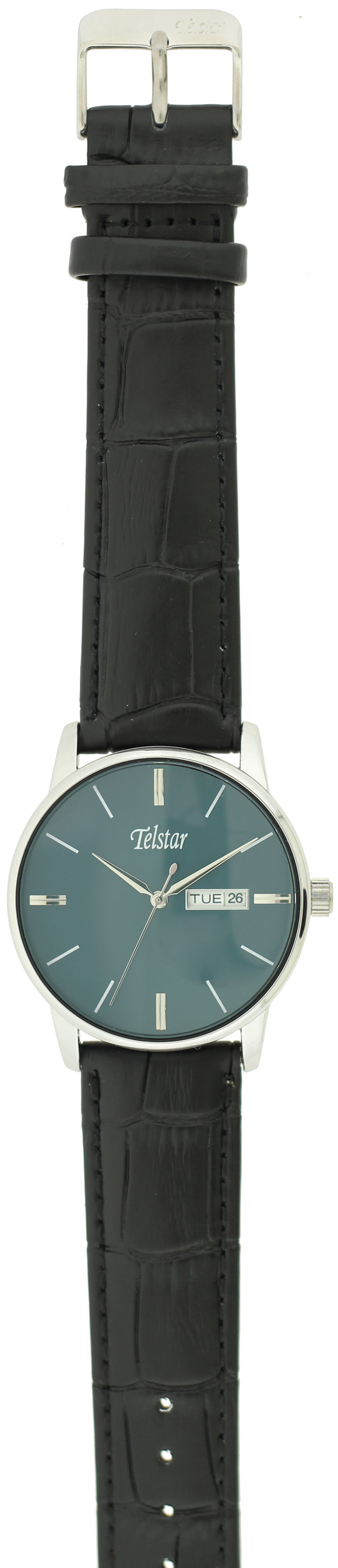 Telstar Men's SS Blue Dial Black Strap Watch