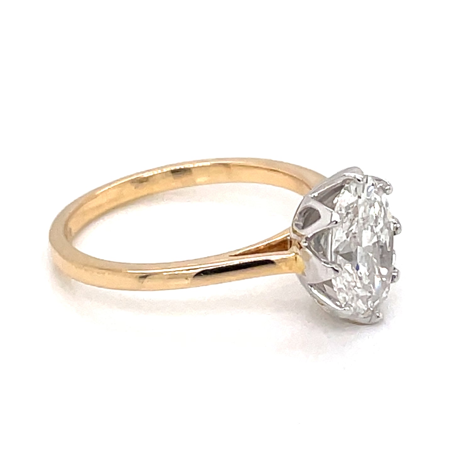 18ct Yellow Gold Lab Grown Oval 1.77ct Solitaire Diamond  Ring MI/R/186