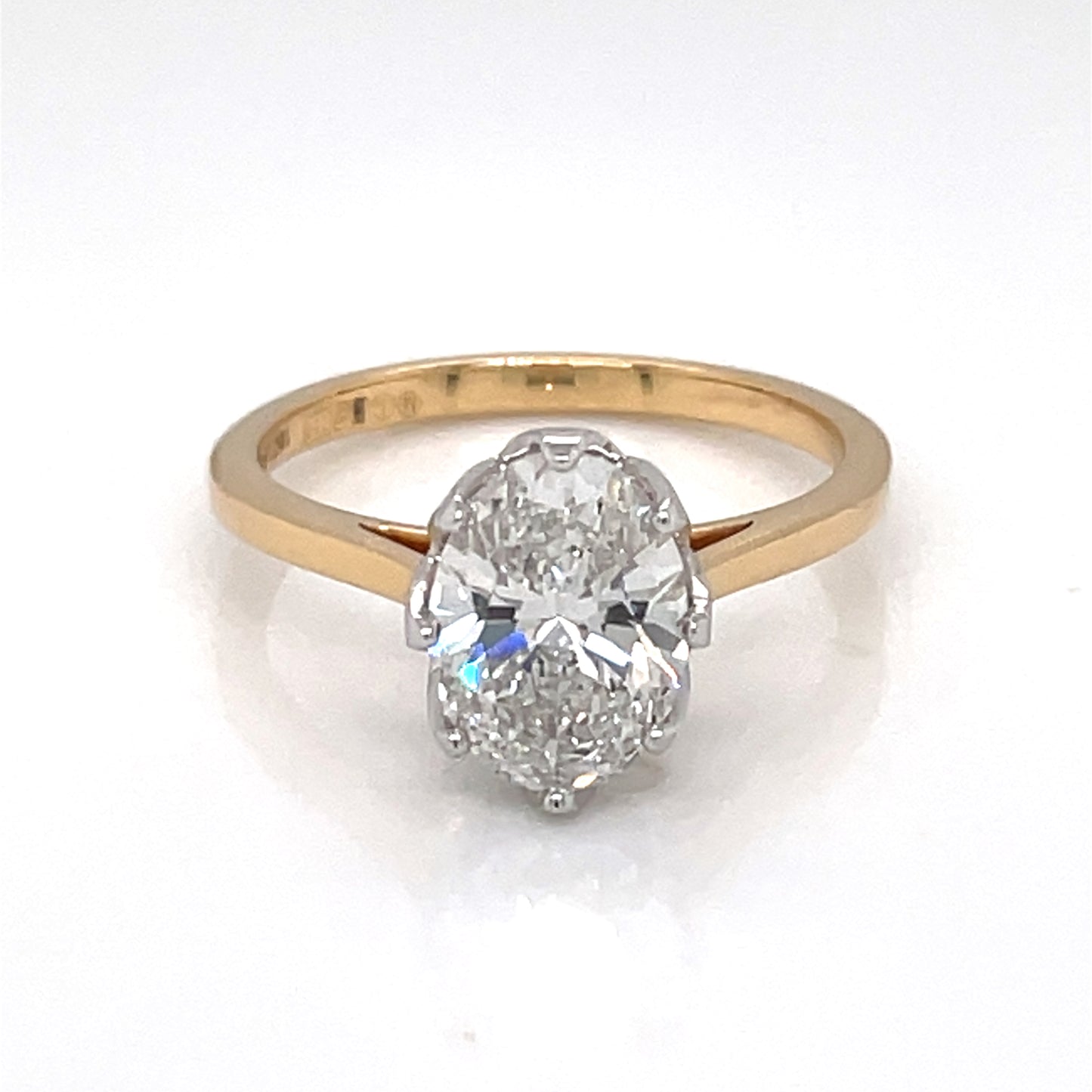 18ct Yellow Gold Lab Grown Oval 1.77ct Solitaire Diamond  Ring MI/R/186