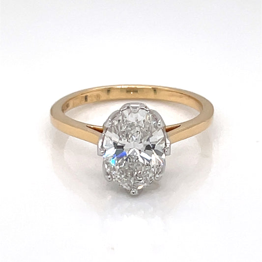 18ct Yellow Gold Lab Grown Oval 1.77ct Solitaire Diamond  Ring MI/R/186