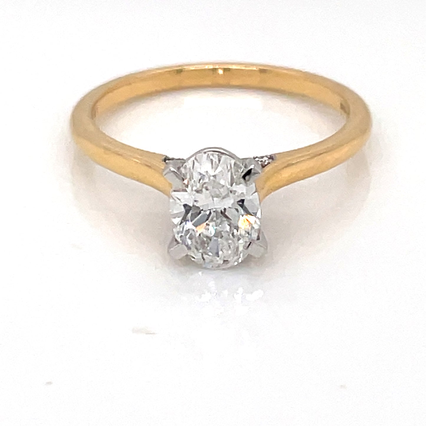 18ct Yellow Gold Lab Grown Oval 1.01ct Solitaire Diamond  Ring MI/R-19