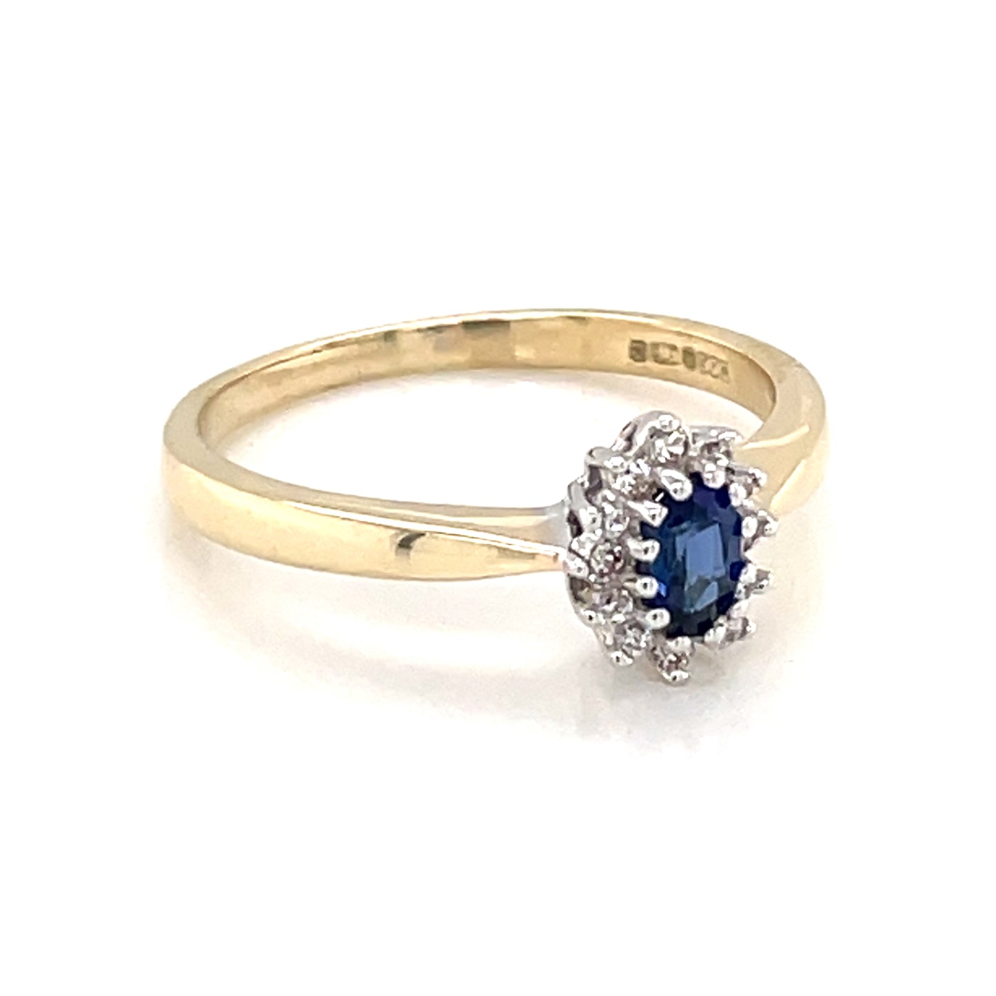 9ct Gold Synthetic Sapphire CZ Cluster Ring GRS265