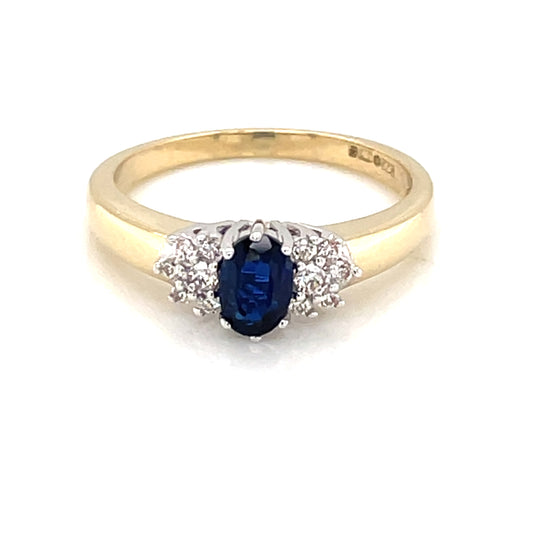 9ct Gold Synthetic Sapphire CZ Ring GRS266