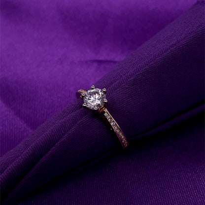 9ct Yellow Gold CZ Solitaire Ring Channel-set Shoulders GRZ284