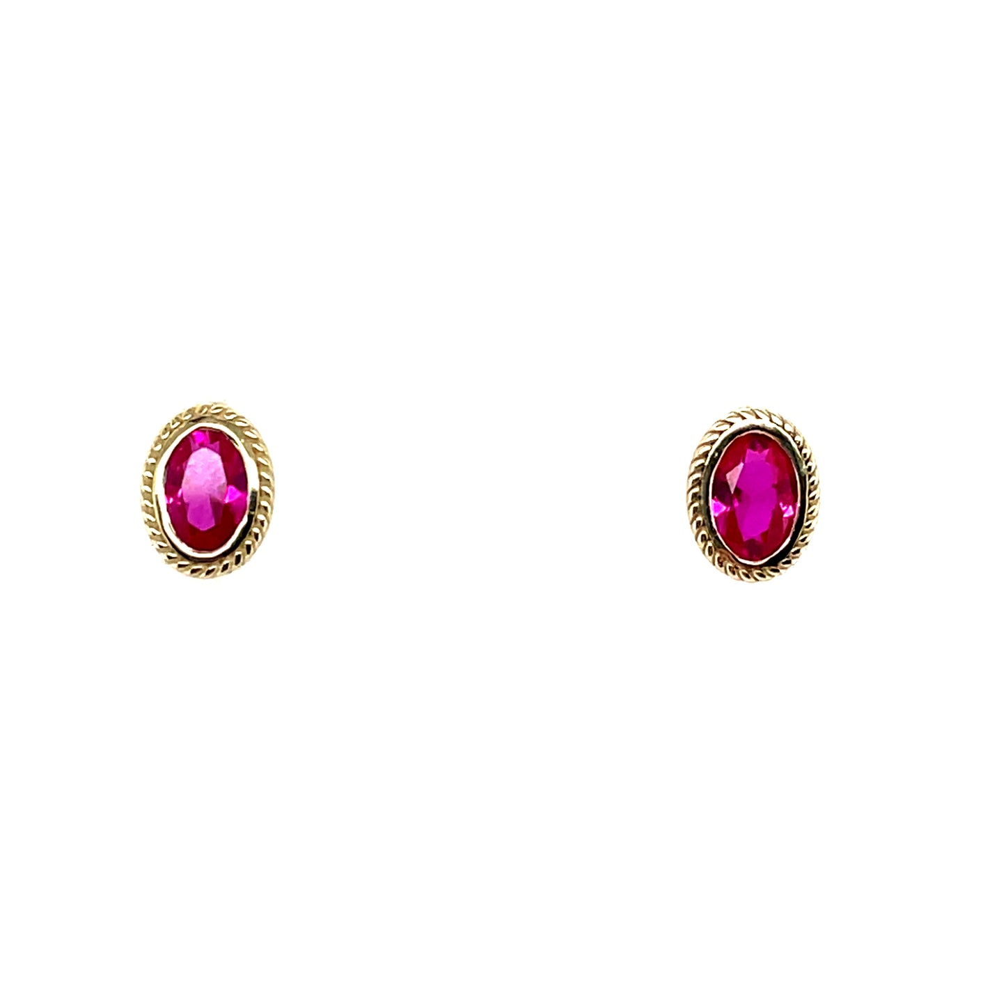 9ct Gold Synthetic Ruby Oval Stud Earrings GER80