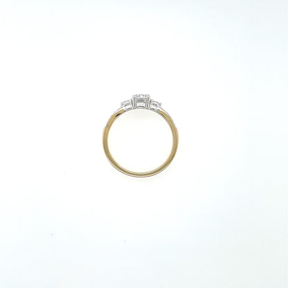 9ct Yellow Gold CZ Trilogy Ring with CZ Shoulders GRZ387