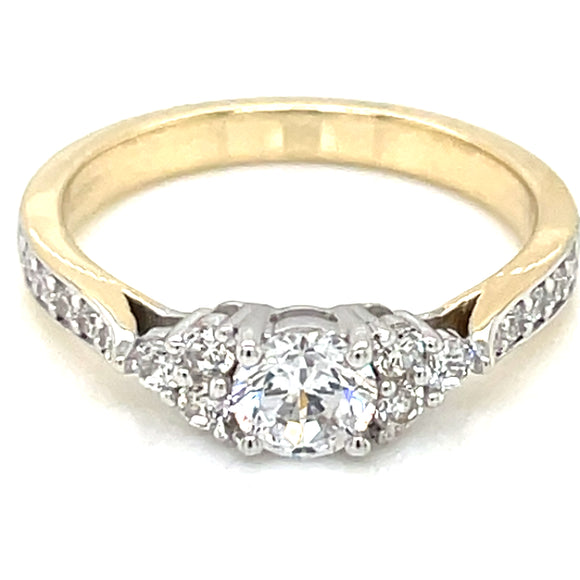 9ct Gold CZ Trilogy  Style Ring GRZ312