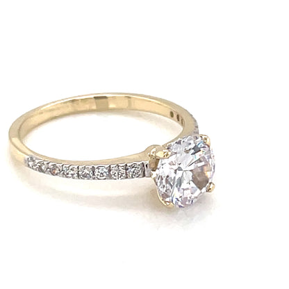 9ct Gold CZ Solitaire CZ Band Ring GRZ359