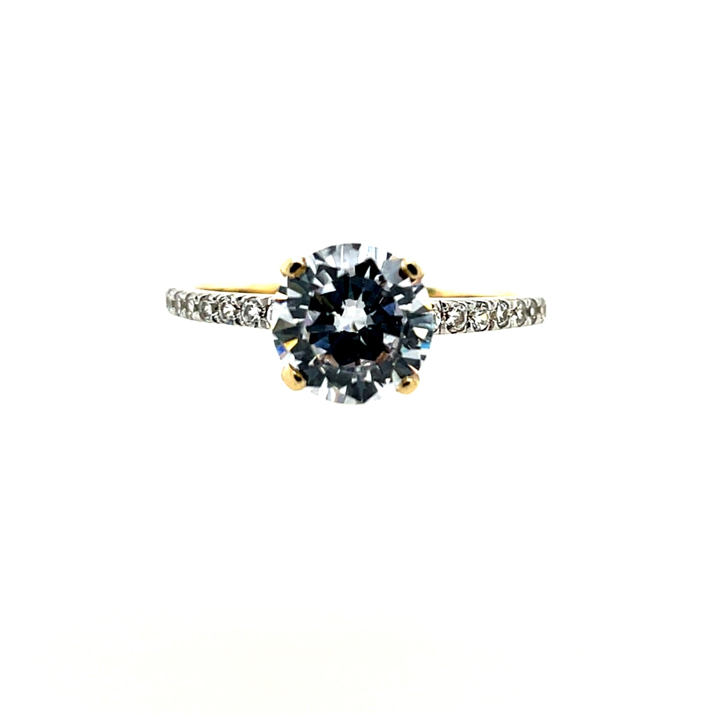 9ct Gold CZ Solitaire CZ Band Ring GRZ359