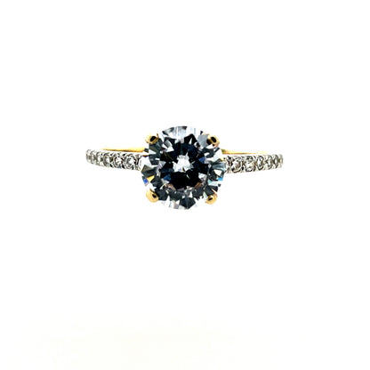 9ct Gold CZ Solitaire CZ Band Ring GRZ359