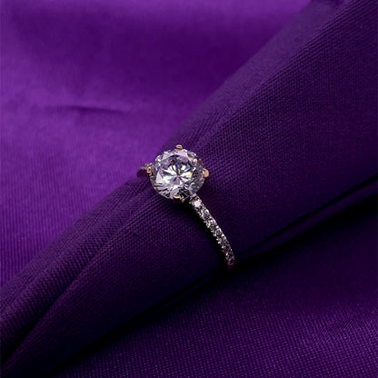 9ct Gold CZ Solitaire CZ Band Ring GRZ359