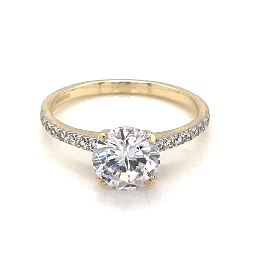 9ct Gold CZ Solitaire CZ Band Ring GRZ359