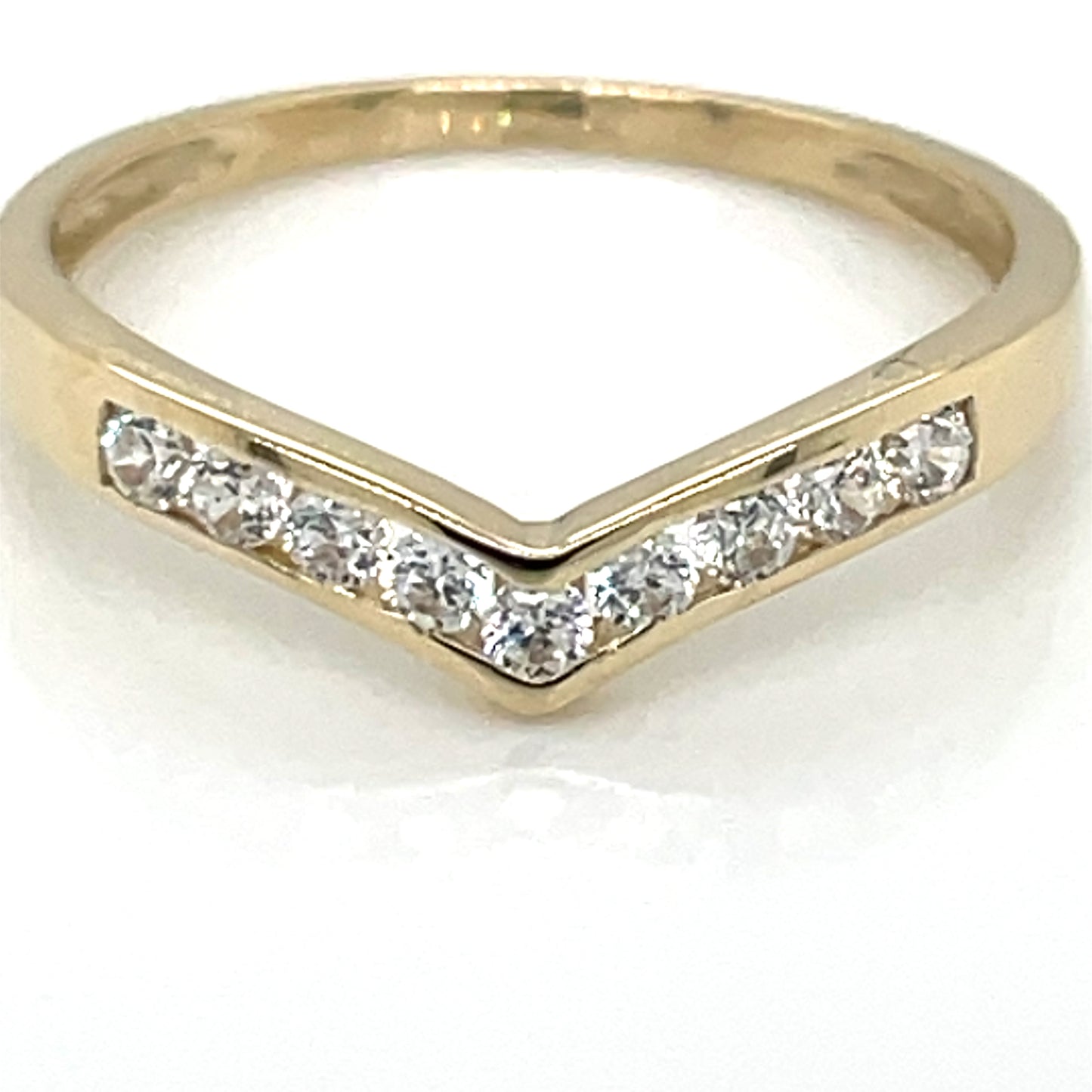 9ct Gold CZ Channel-set Wishbone Ring GRA099