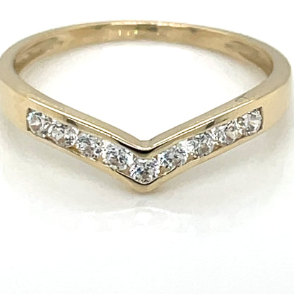 9ct Gold CZ Channel-set Wishbone Ring GRA099