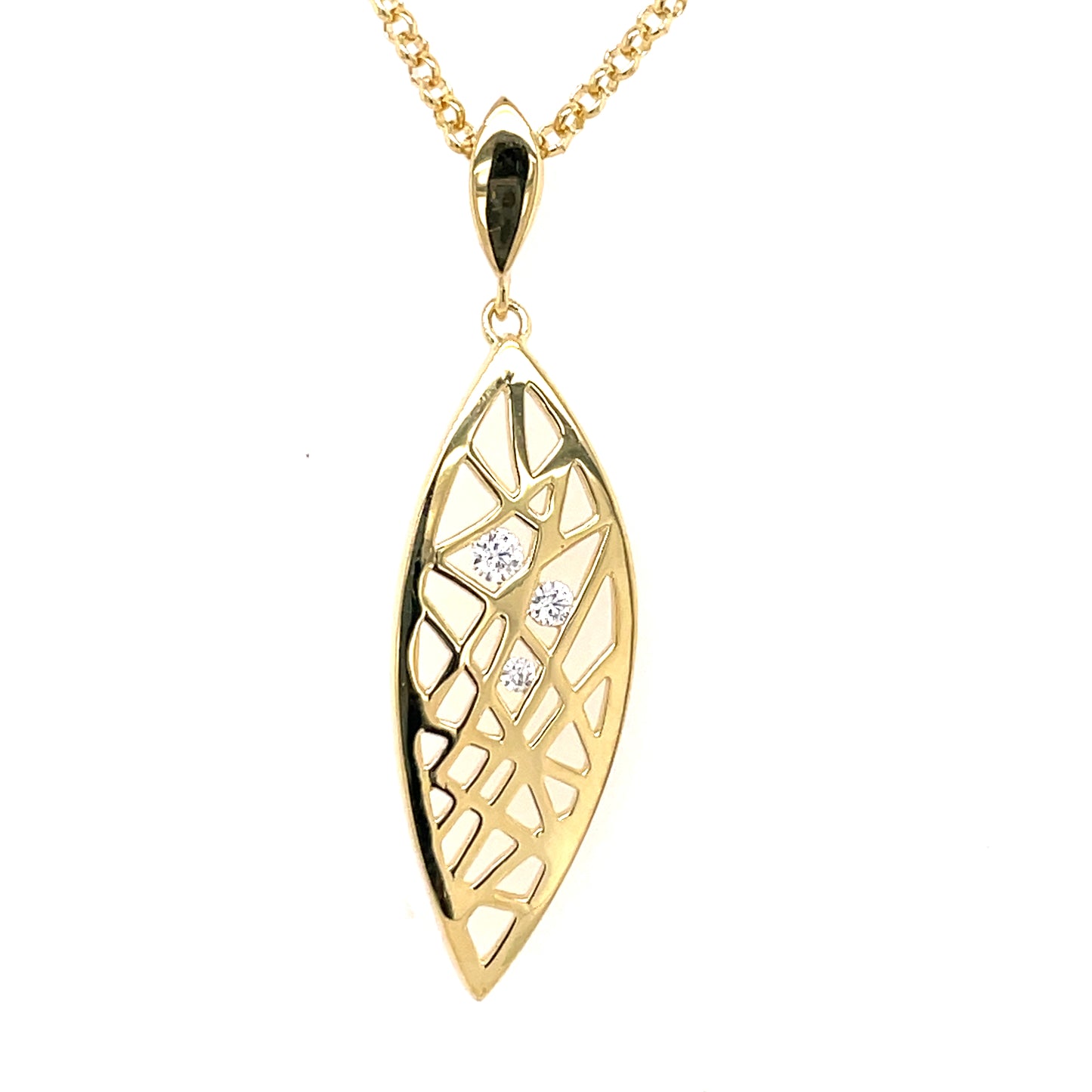 Sterling Silver 18ct Gold-plated CZ Geometric Pendant 42cm MP45