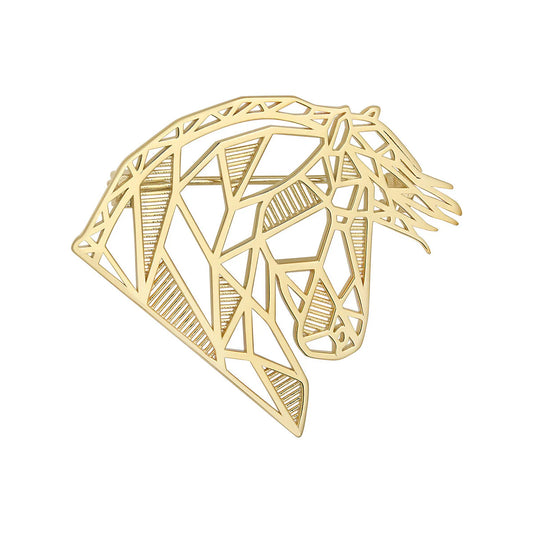 Gold Plated Filagree 3D Horse Brooch N1001