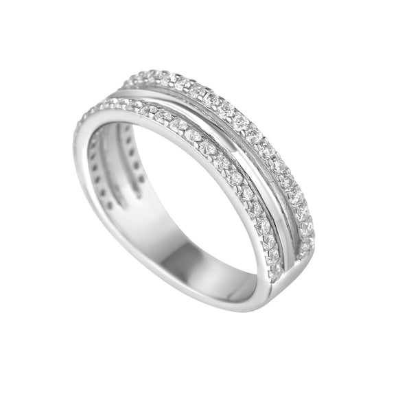 Sterling Silver CZ Triple Band Ring N2107