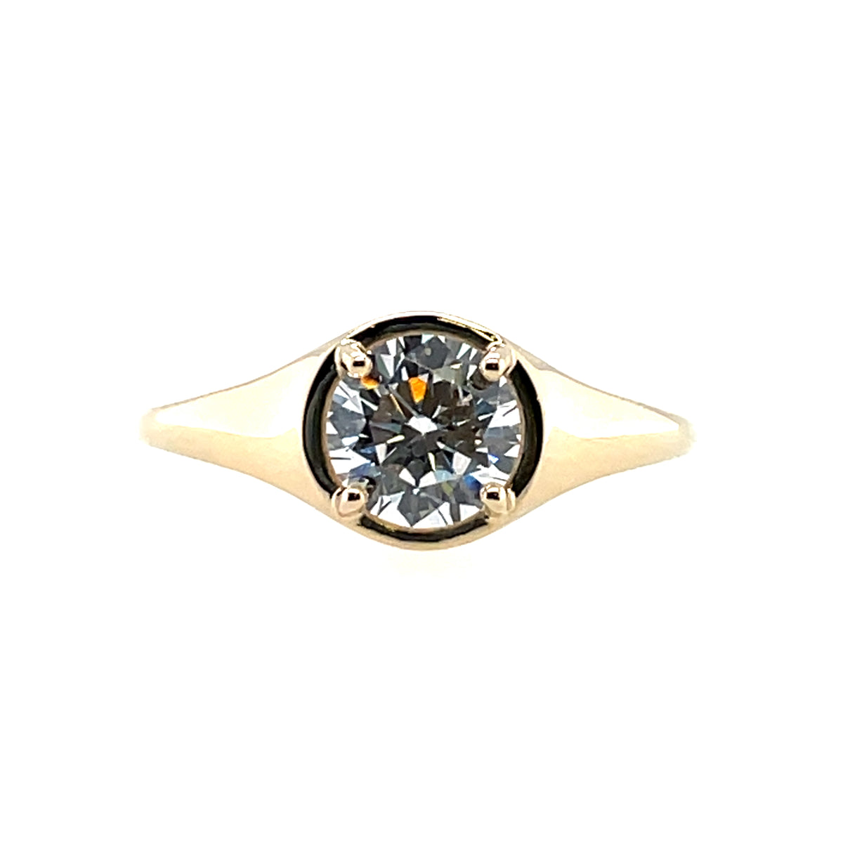Gold Plated Silver CZ Signet Ring N2133