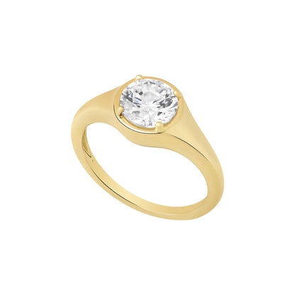 Gold Plated Silver CZ Signet Ring N2133