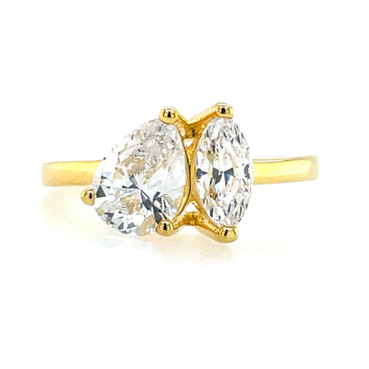 Gold Plated Silver CZ Amante Pear & Marquise Ring N2140