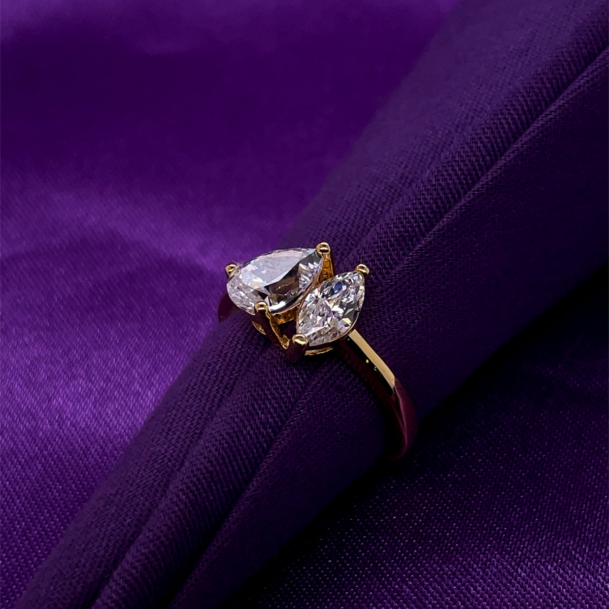 Gold Plated Silver CZ Amante Pear & Marquise Ring N2140