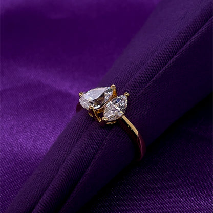 Gold Plated Silver CZ Amante Pear & Marquise Ring N2140